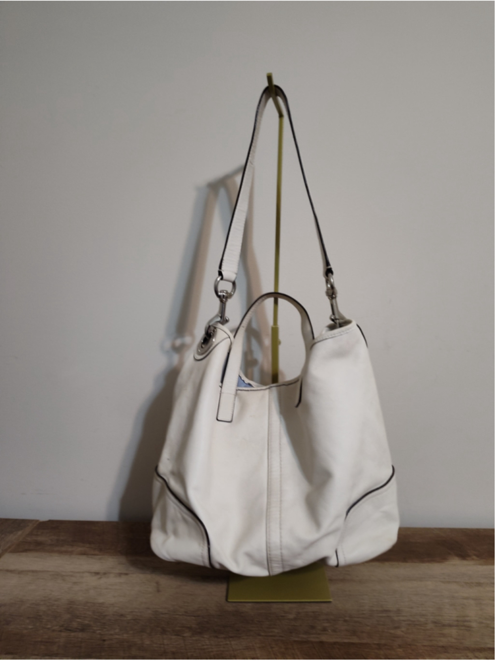 Women's Coach Leather Hobo Bag One Size White